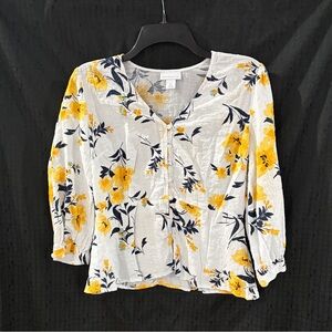 Liz Claiborne Yellow Floral Blouse